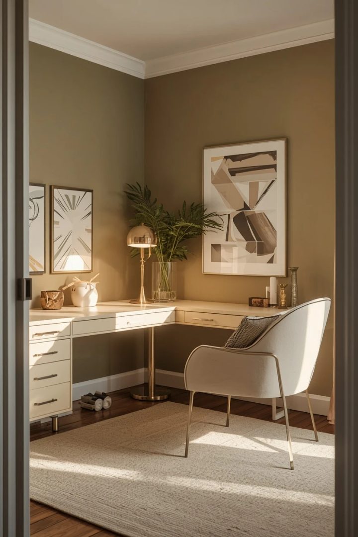 9. The Olive and Cream Corner Desk