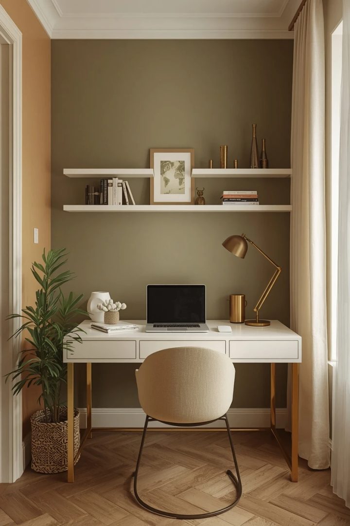 19. The Complete Olive, Cream and Gold Work Area
