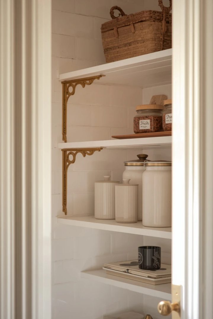11. The White Subway Tile With Gold Brackets