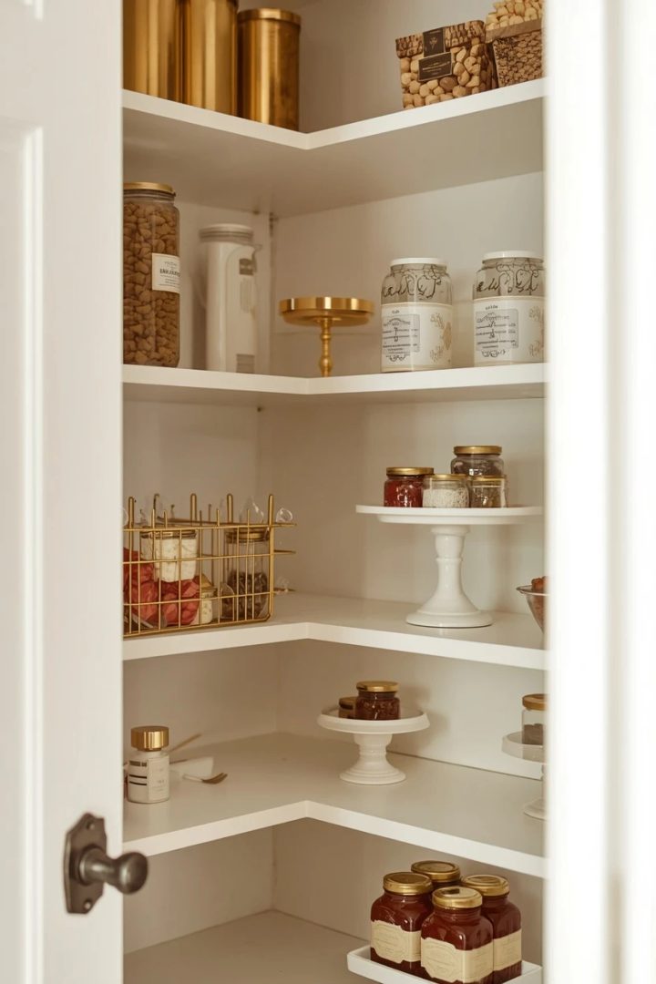 12. The Gold and White Tiered Storage