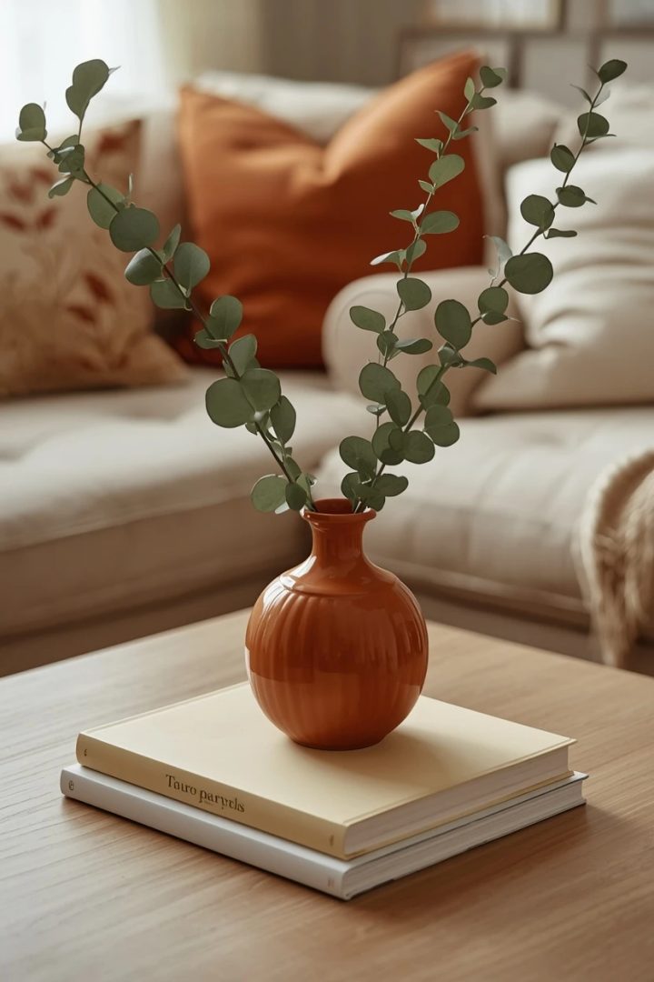 6. The Burnt Orange Vase With Eucalyptus