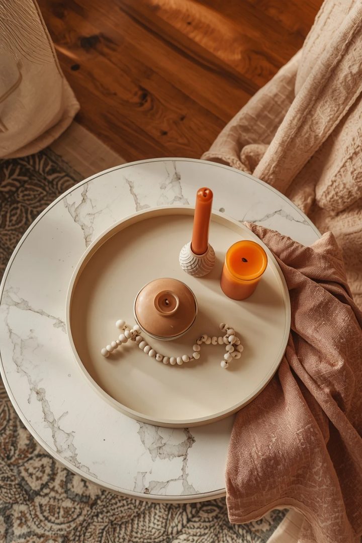 17. The Round Tray With Tonal Orange Styling