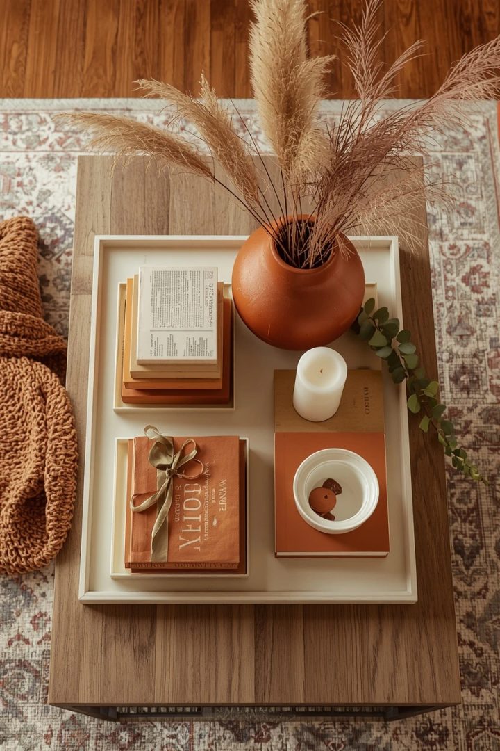 21. The Complete Burnt Orange and Cream Coffee Table
