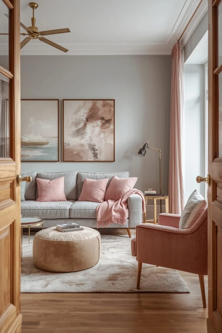 3. The Grey and Blush Pink Lounge