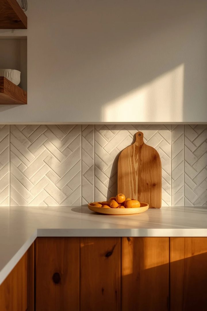 4. The Herringbone Tile Backsplash