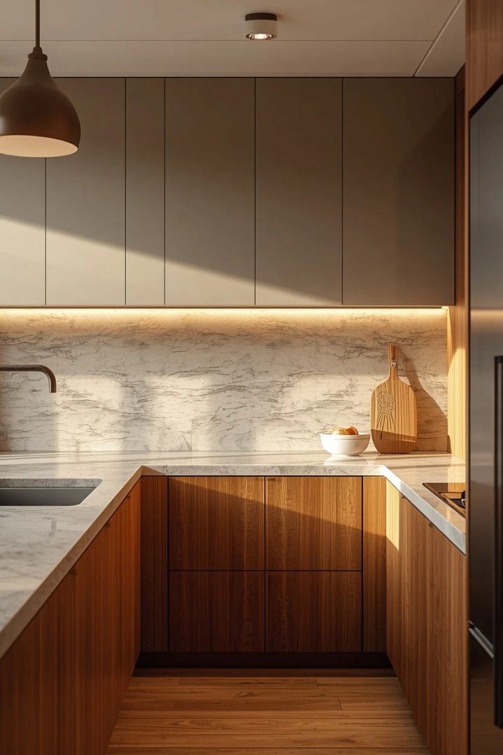 12. The Continuous Stone Slab Backsplash