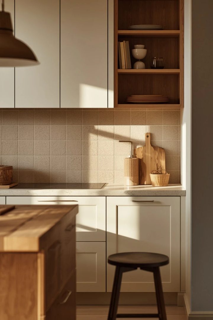 15. The Warm Neutral Tile Backsplash
