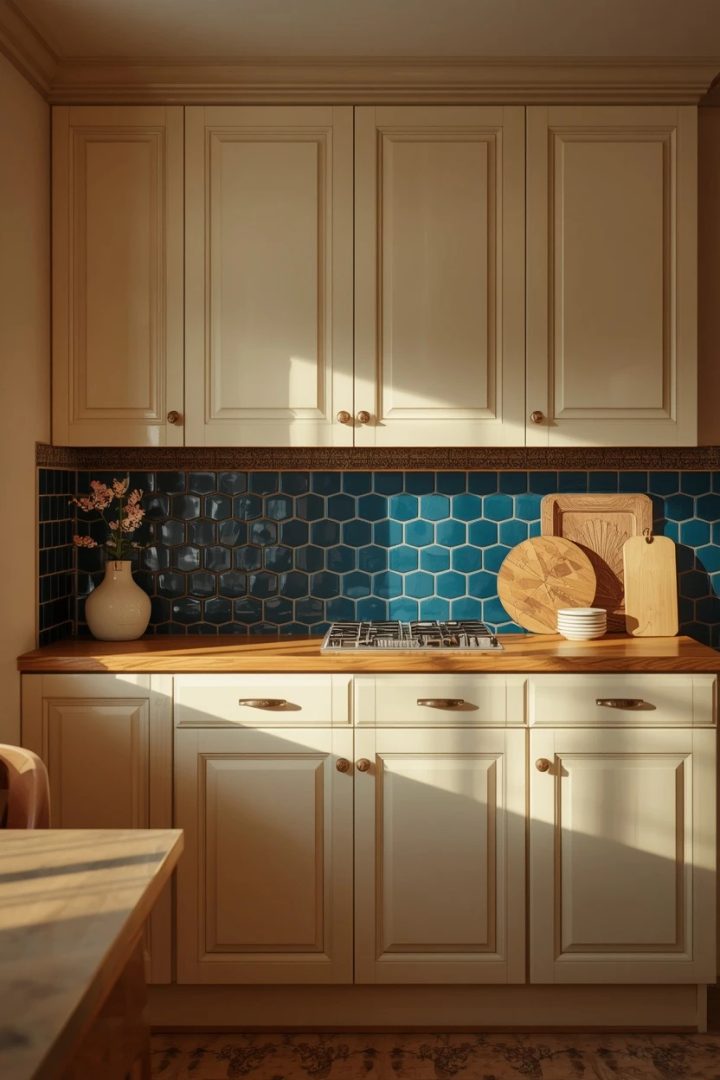 16. The Bold Colour Tile Backsplash