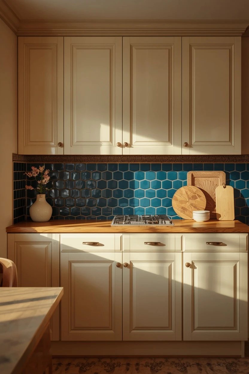 16. The Bold Colour Tile Backsplash