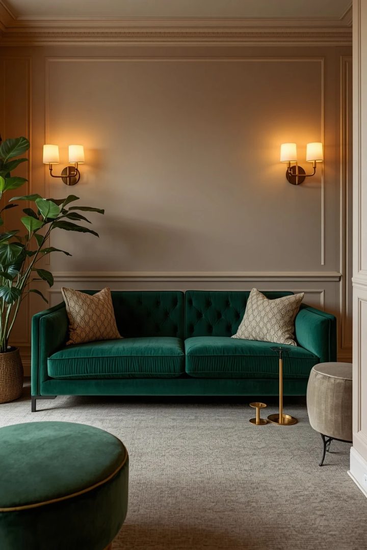 3. The Emerald Green and Brass Lounge
