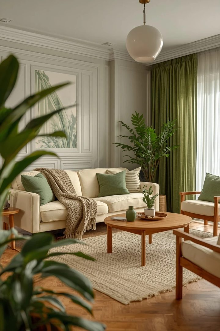 5. The Green and Cream Neutral Lounge