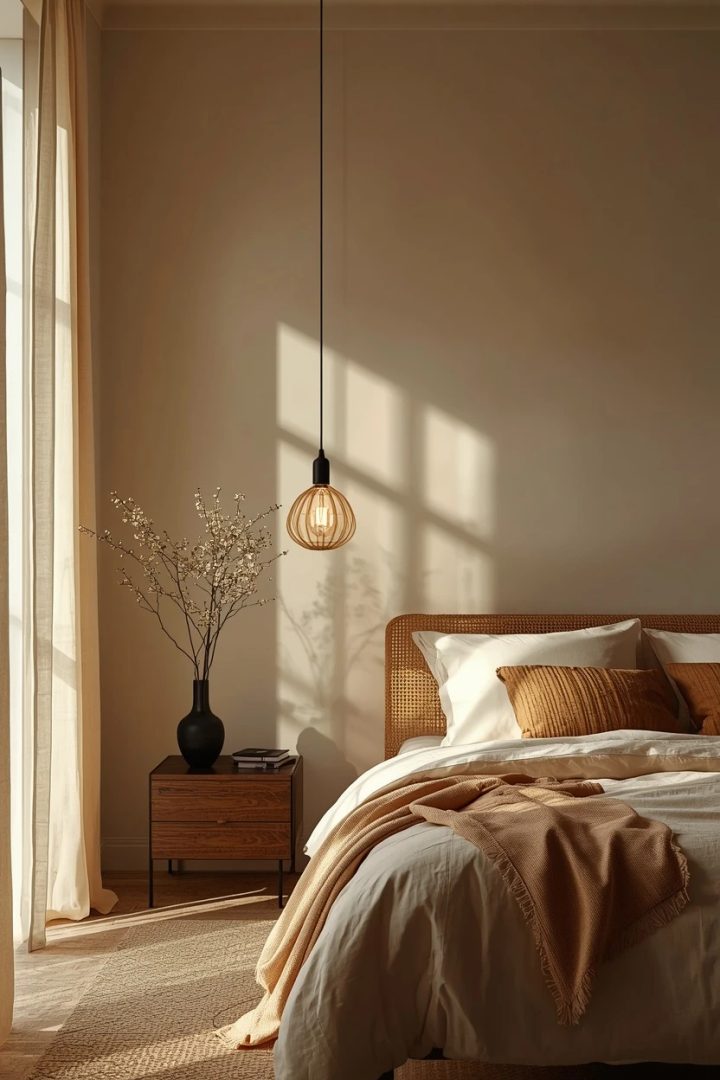 6. The Statement Pendant Bedroom