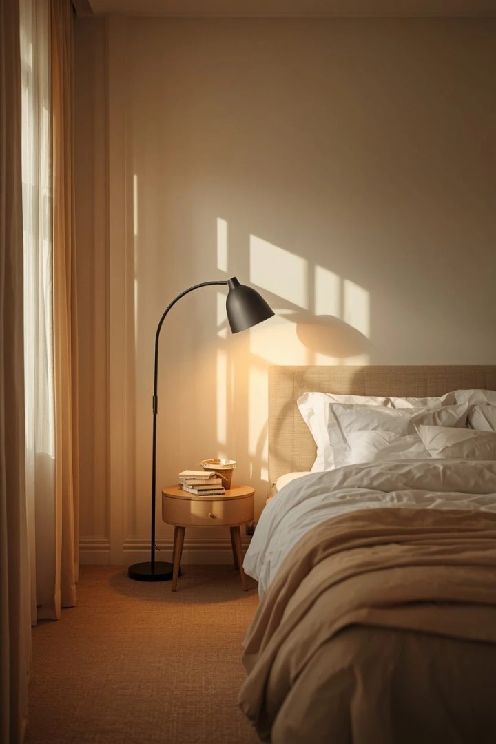 16. The Sculptural Lamp Bedroom