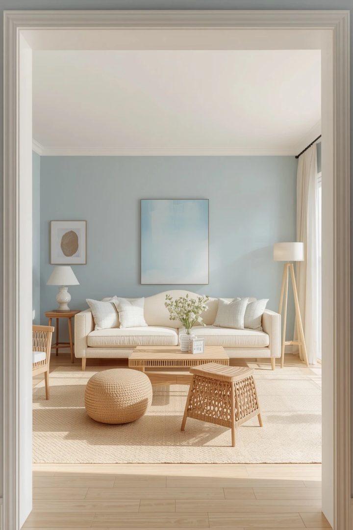 2. The Soft Sky Blue Living Room