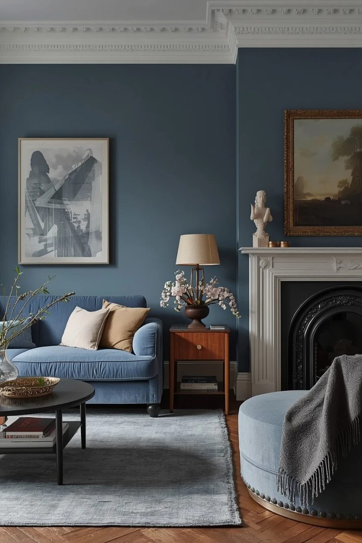 3. The Blue and Gray Living Room