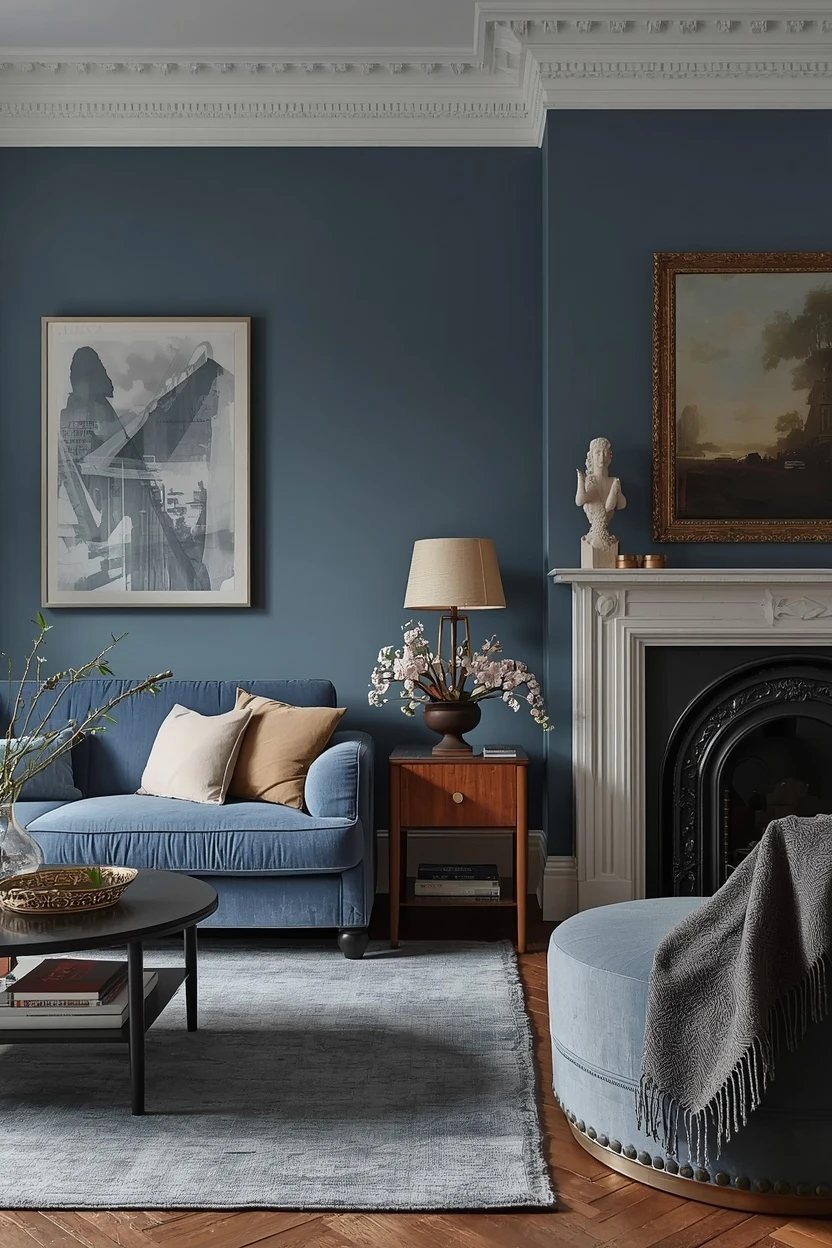 3. The Blue and Gray Living Room
