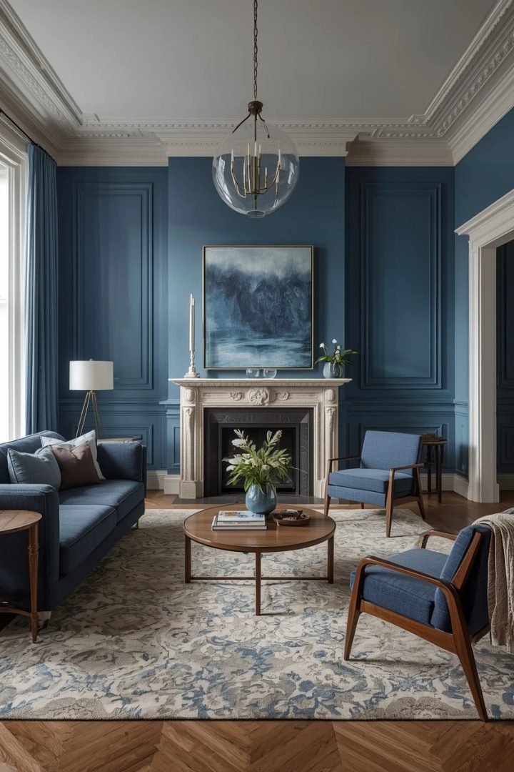 11. The Layered Blue Tones Living Room