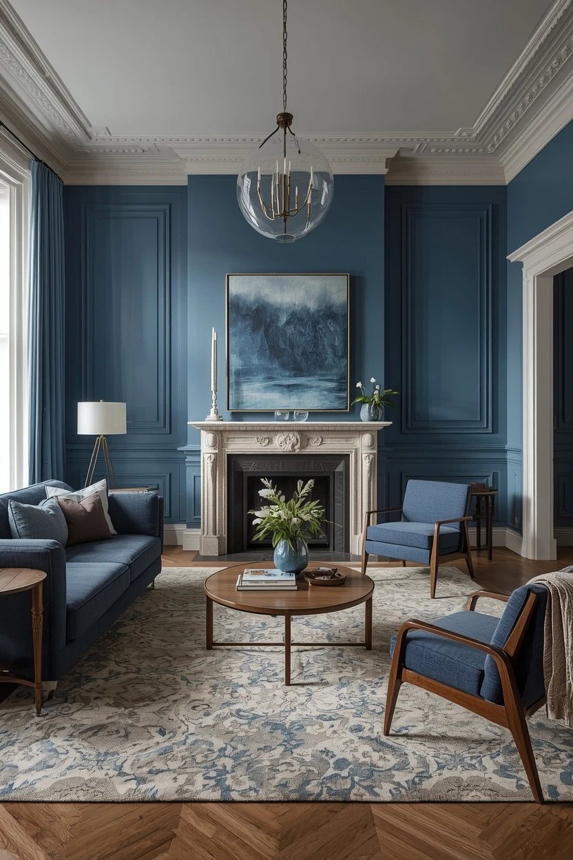 11. The Layered Blue Tones Living Room