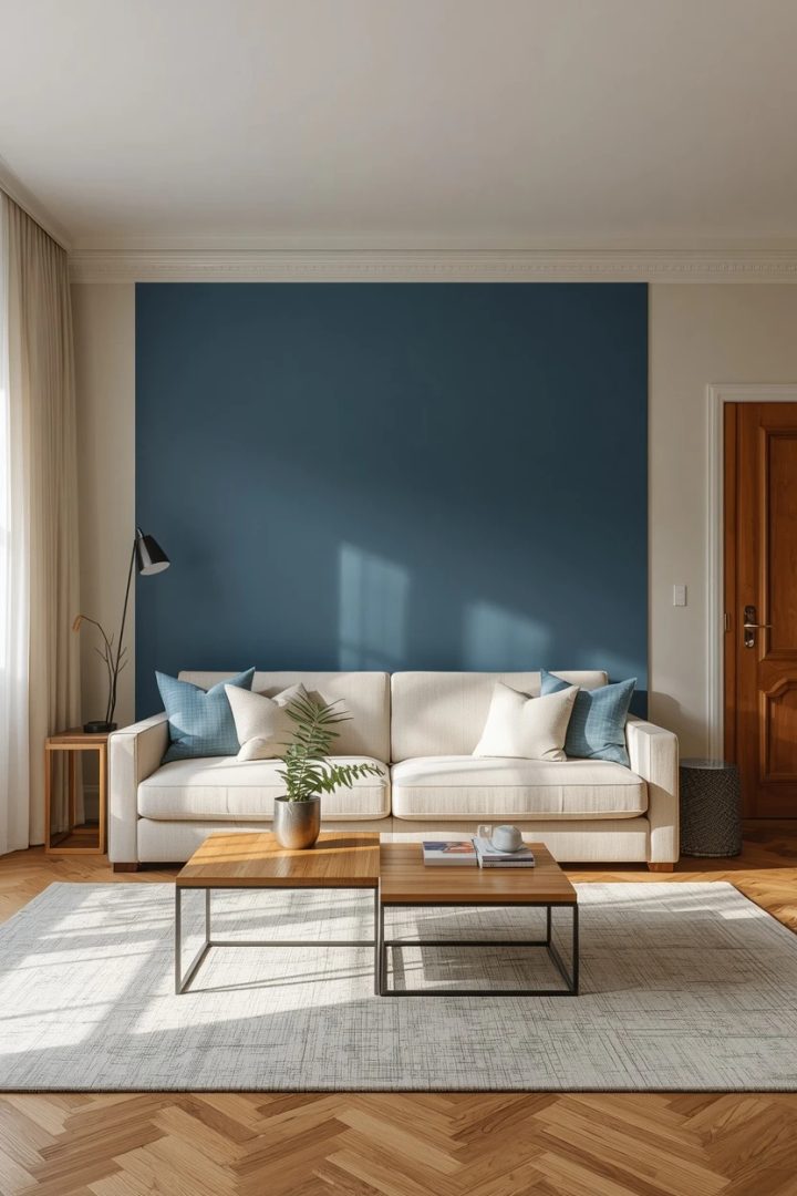 15. The Bold Blue Feature Wall Living Room