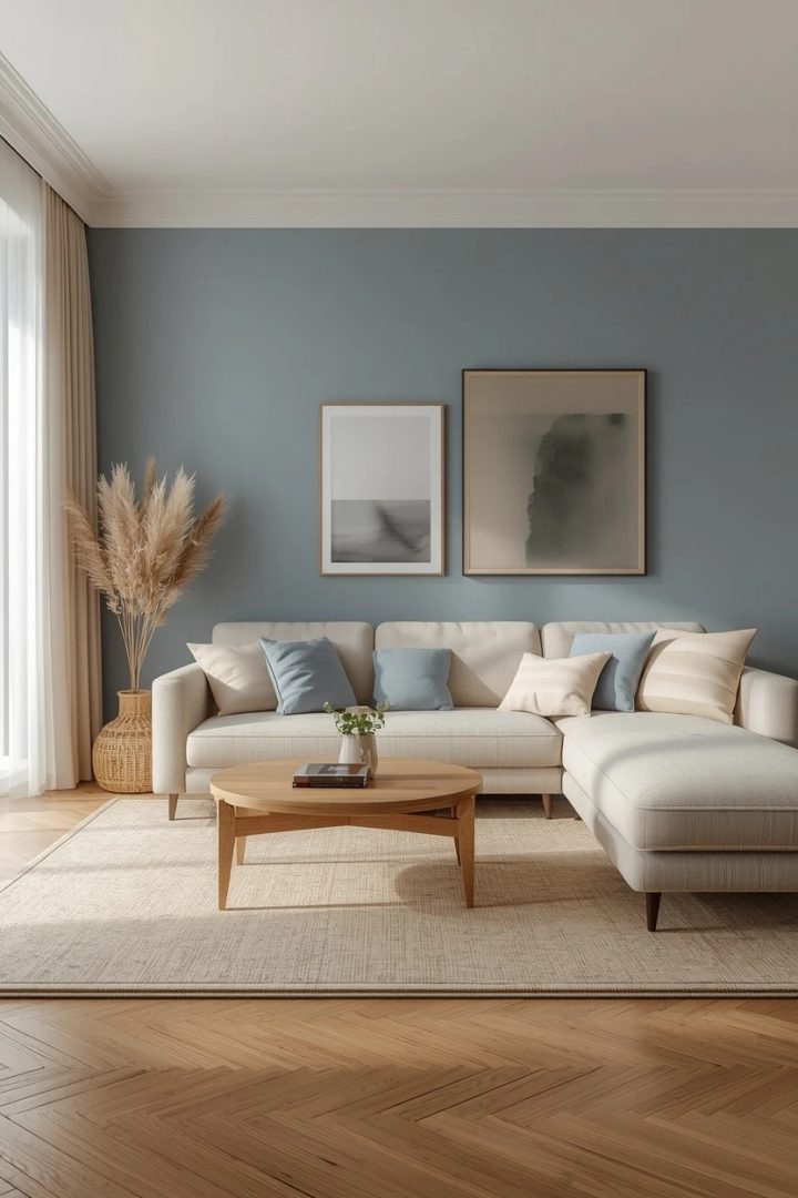 16. The Calm Neutral-Blue Living Room