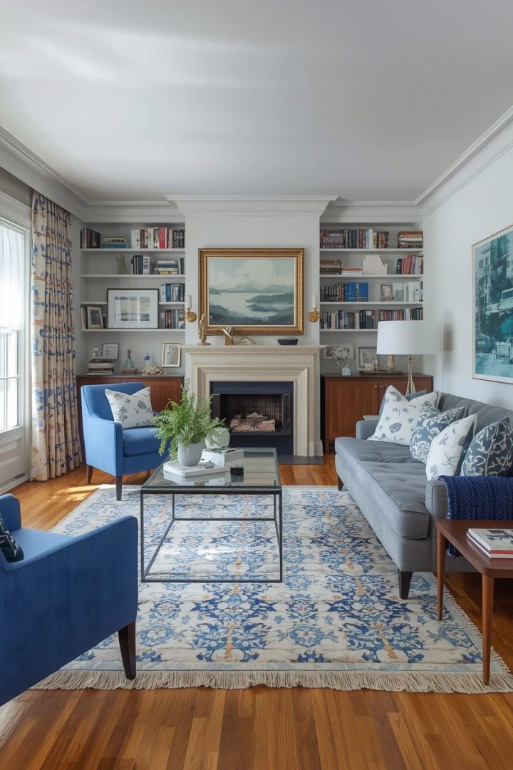 17. The Patterned Blue Living Room