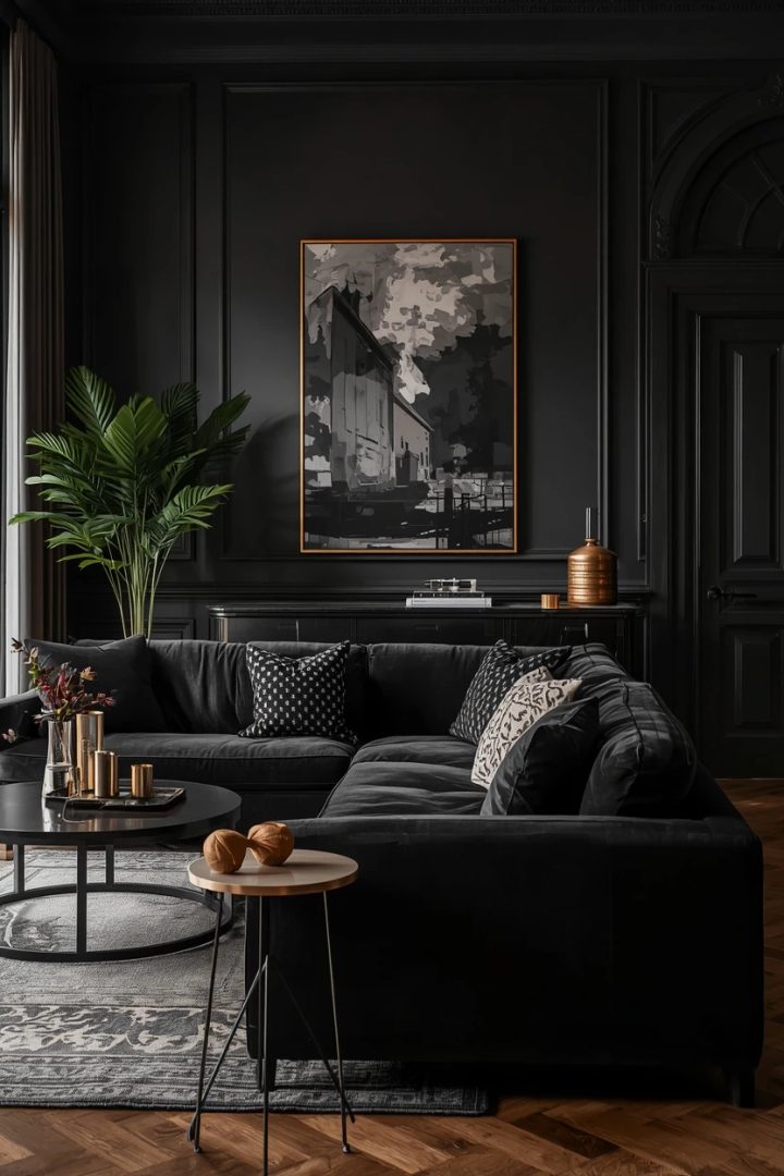 4. The Black Statement Sofa Living Room