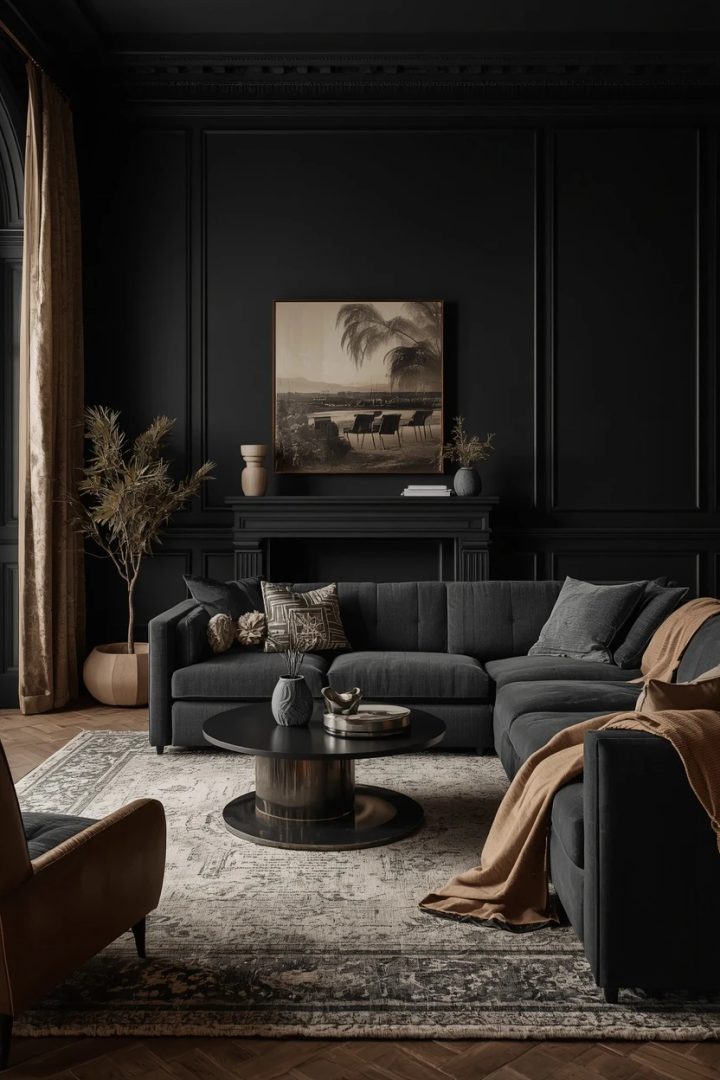 5. The Warm Black Living Room