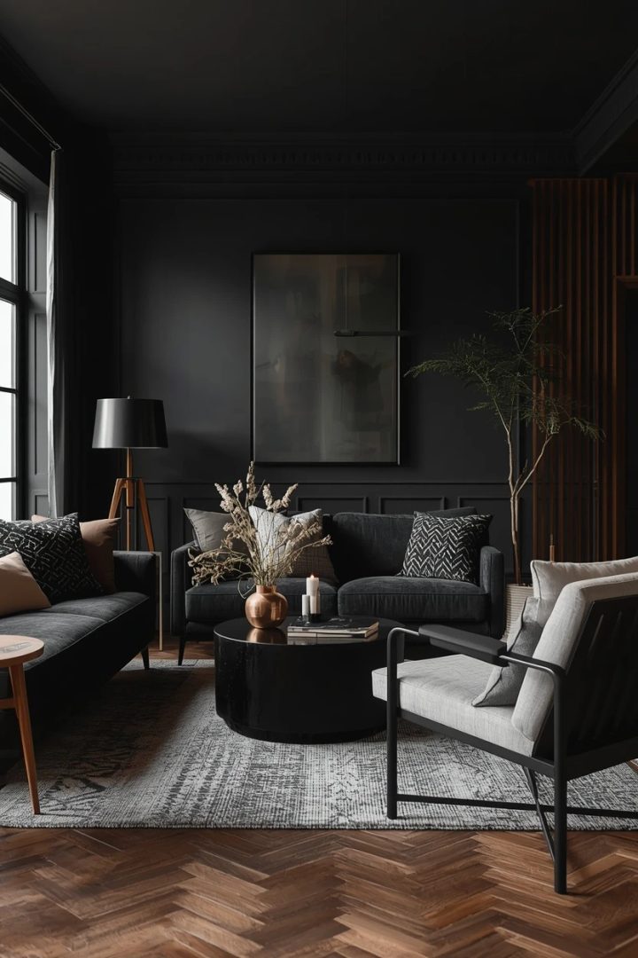 12. The Industrial Black Living Room