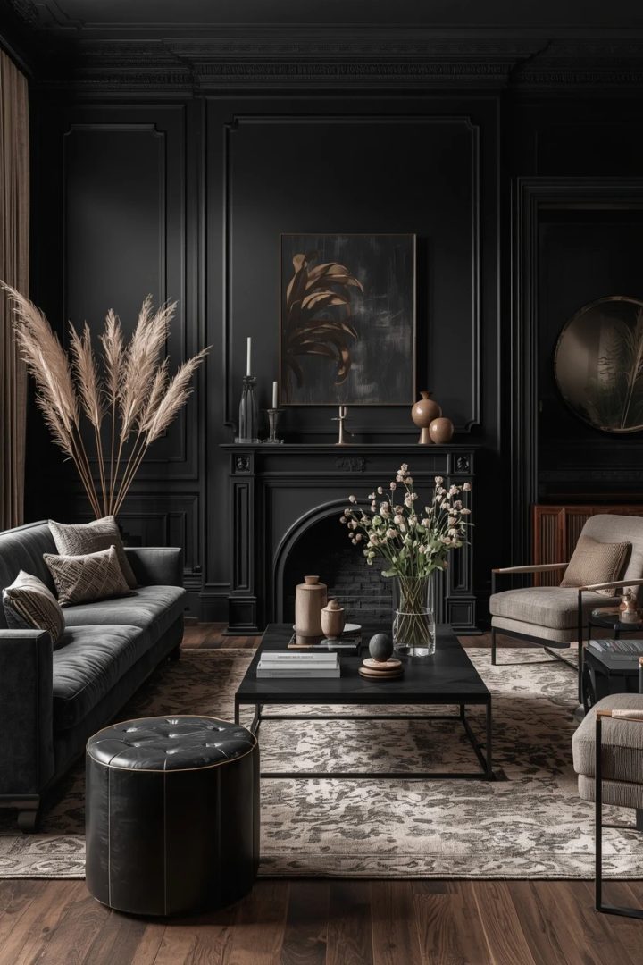 13. The Black Gallery Wall Living Room