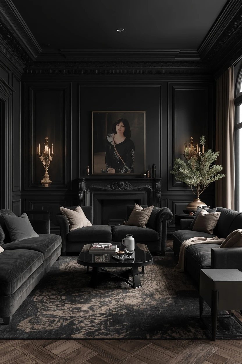 15. The Glamorous Black Living Room
