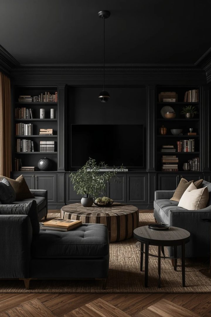 16. The Black Built-In Living Room