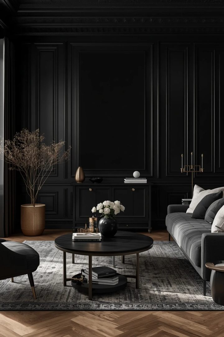 2. The Black and White Living Room