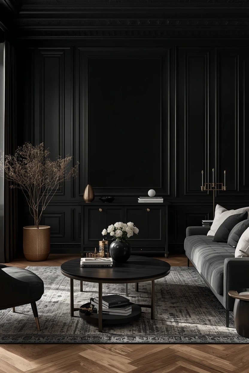 2. The Black and White Living Room
