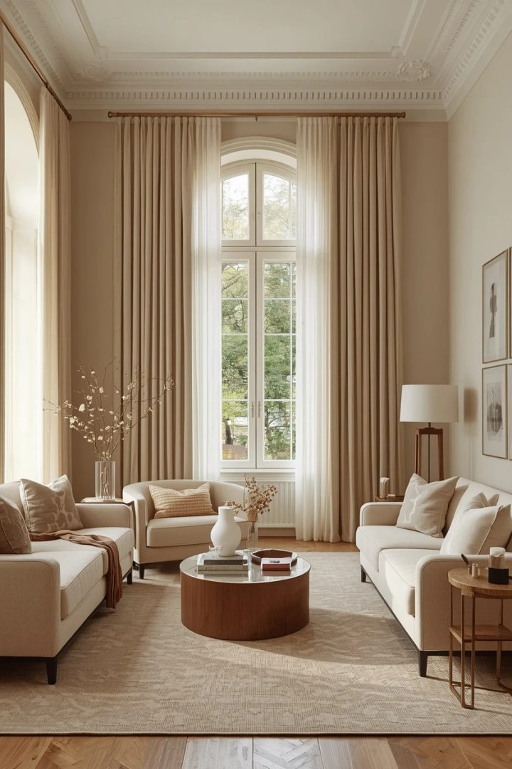 2. The Hung-High-and-Wide Drapery Living Room