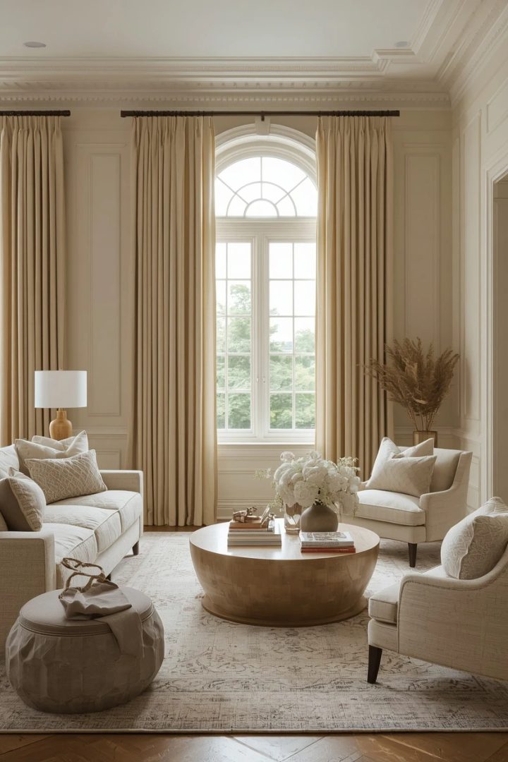 3. The Pinch-Pleat Drapery Living Room