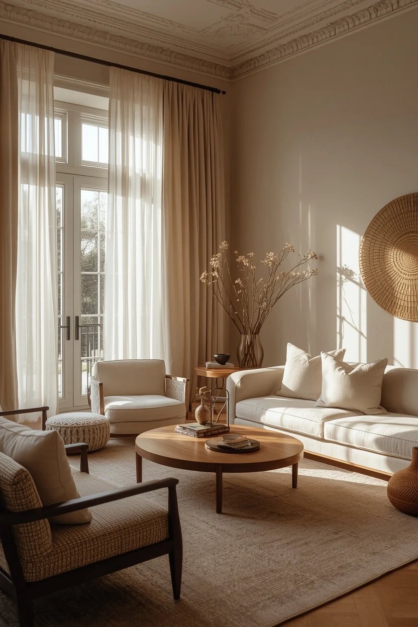 8. The Neutral Linen Drapery Living Room