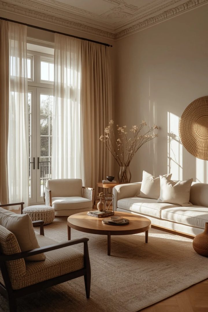 8. The Neutral Linen Drapery Living Room