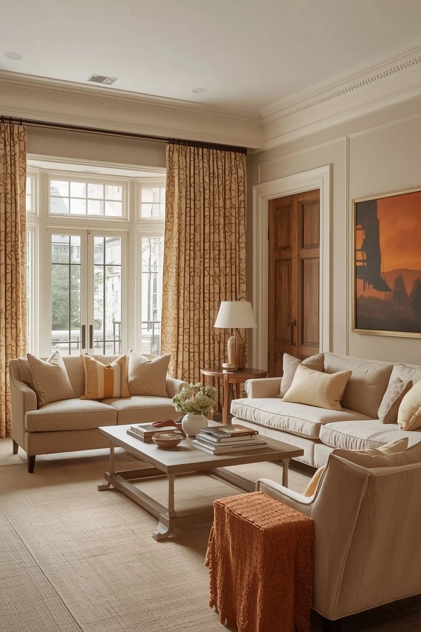 9. The Bold Patterned Drapery Living Room