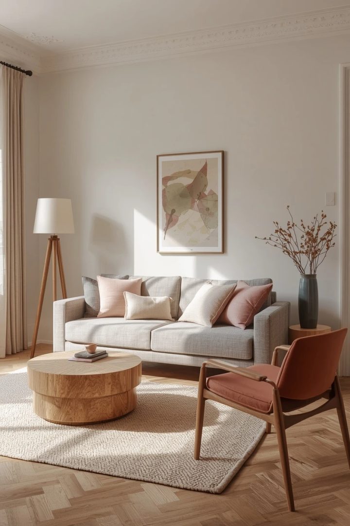 2. The Blush Accent Grey Settee Living Room
