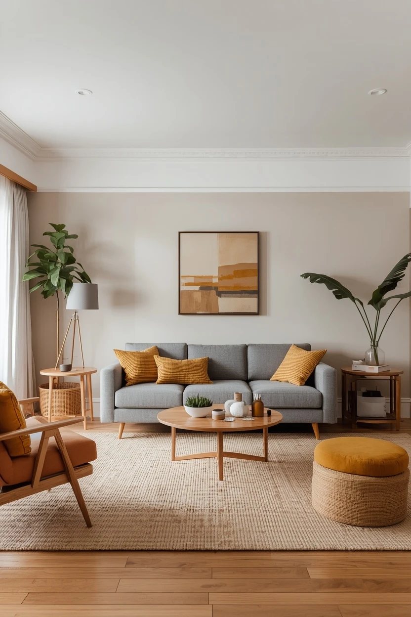 3. The Mustard Pop Grey Settee Living Room