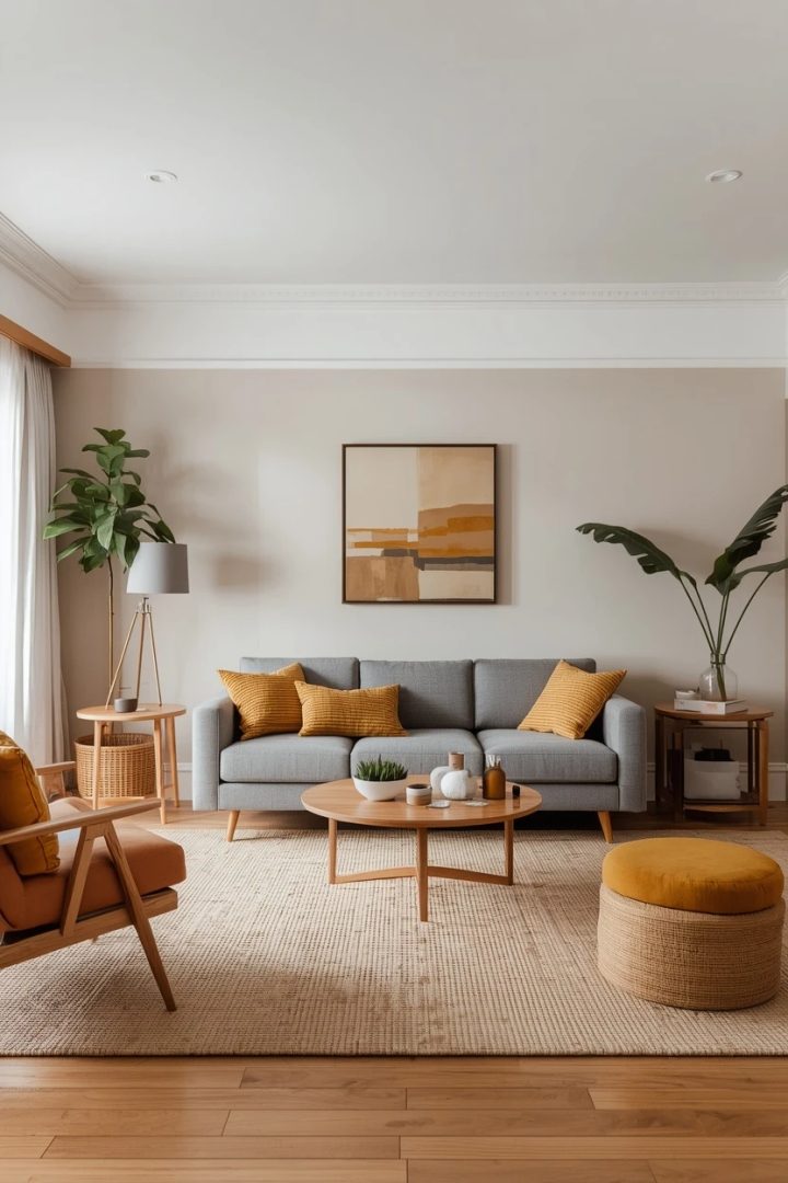 3. The Mustard Pop Grey Settee Living Room