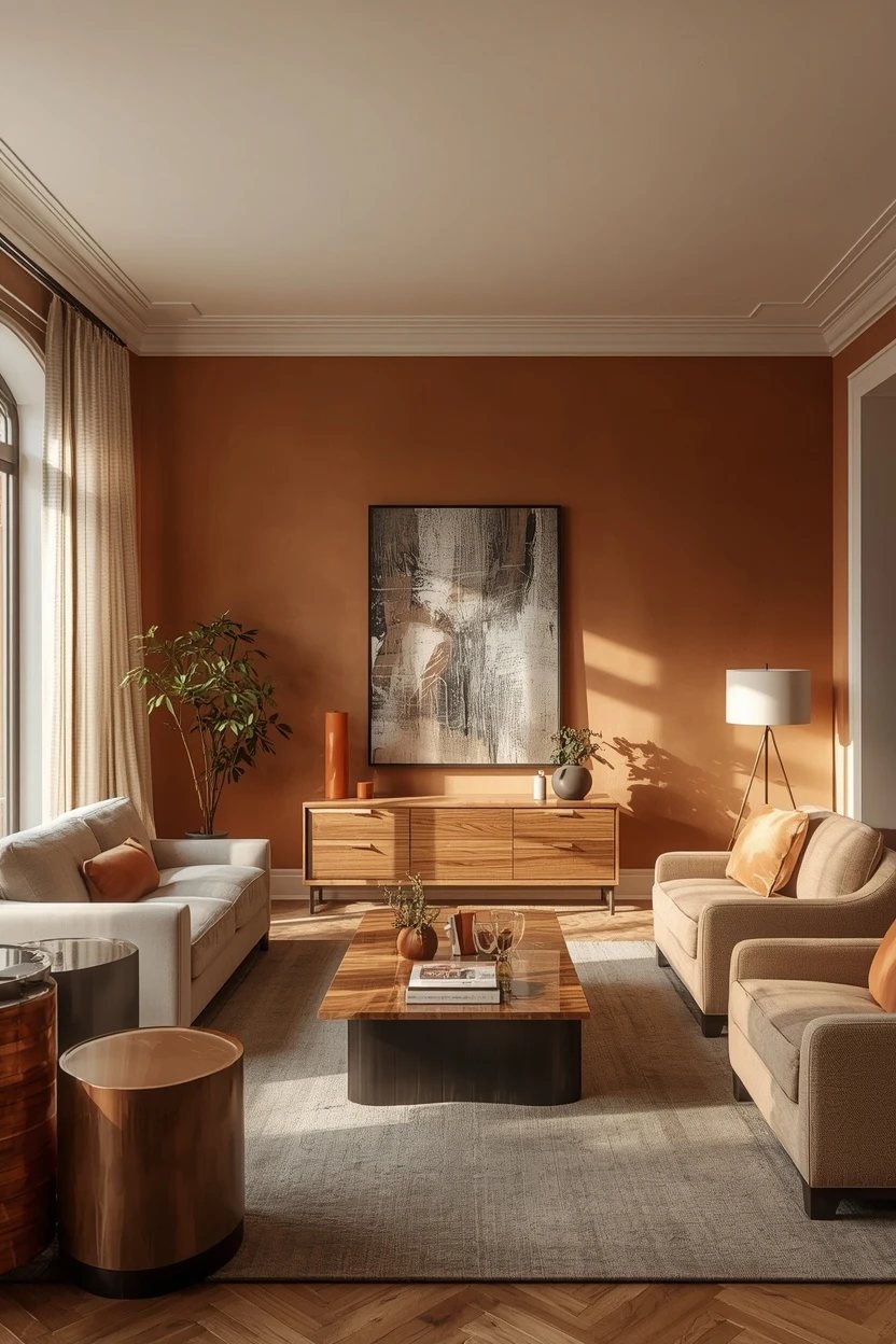 15. The Warm Color Large Living Room