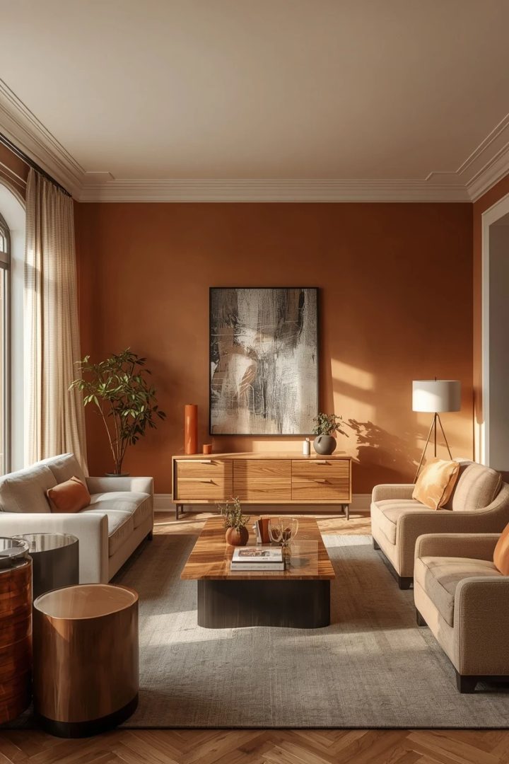 15. The Warm Color Large Living Room