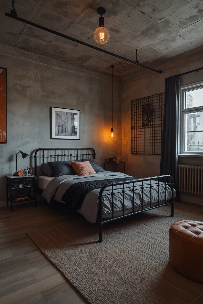 6. The Industrial Edge Bedroom