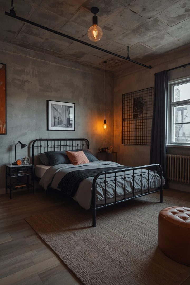 6. The Industrial Edge Bedroom