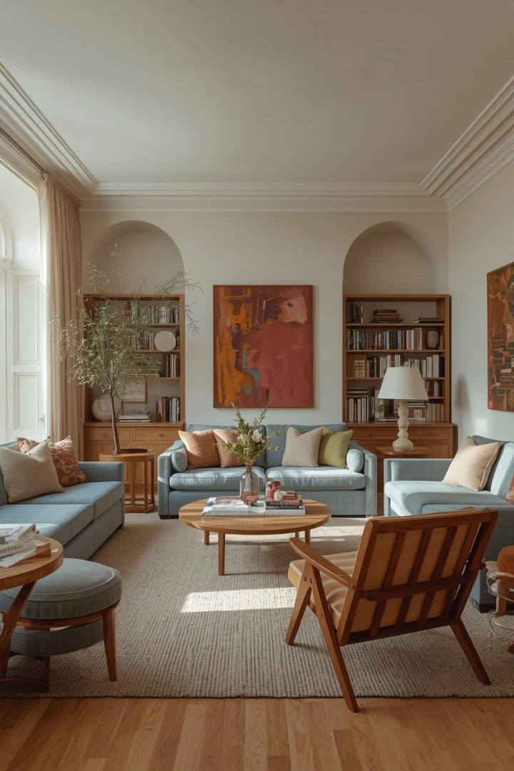 2. The Calming Blue Living Room