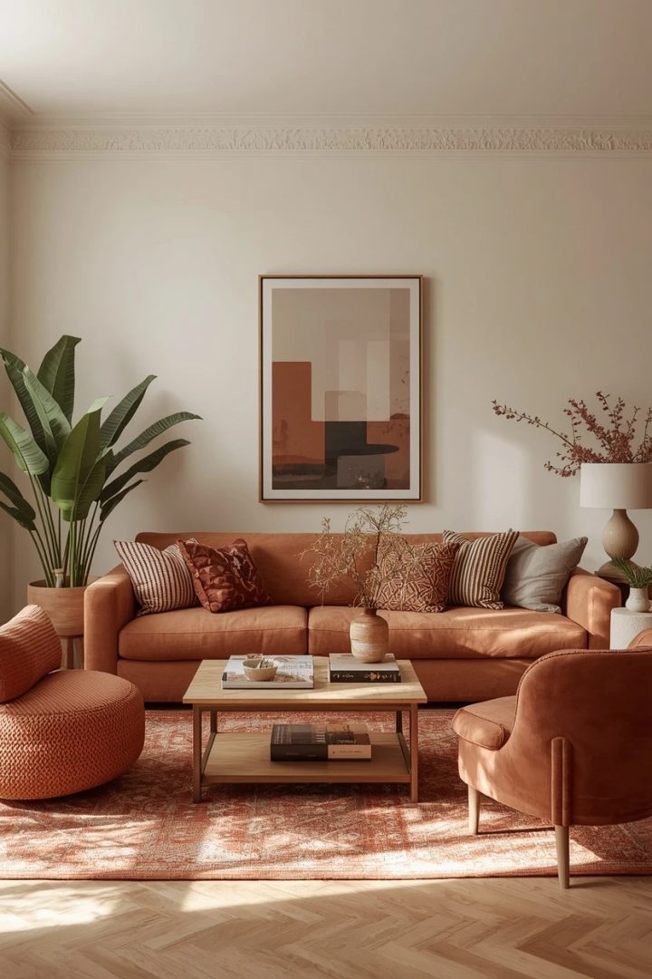 5. The Earthy Terracotta Living Room