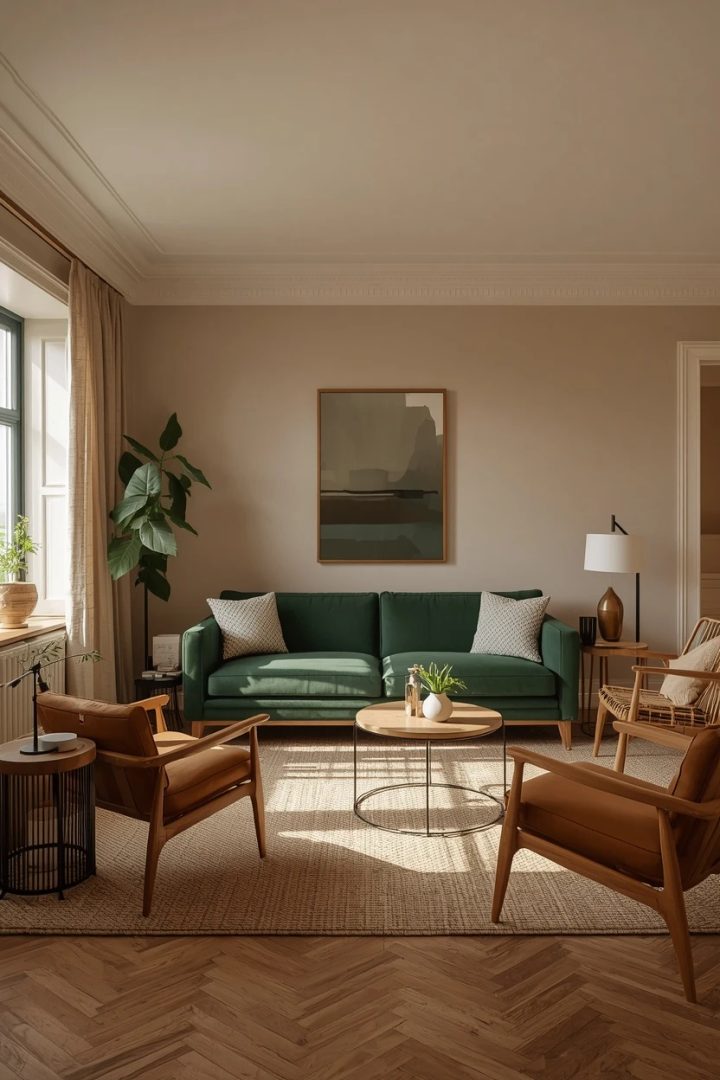 14. The Forest Green Living Room