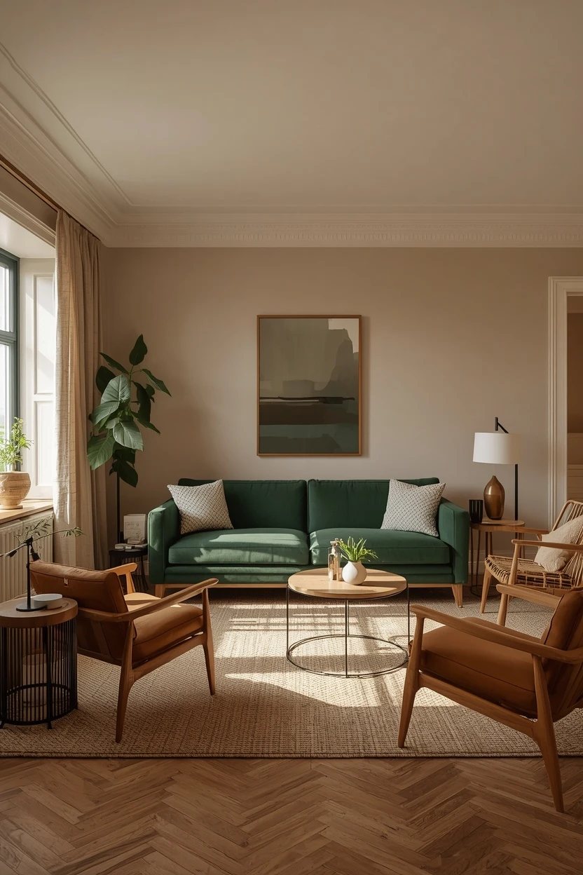 14. The Forest Green Living Room