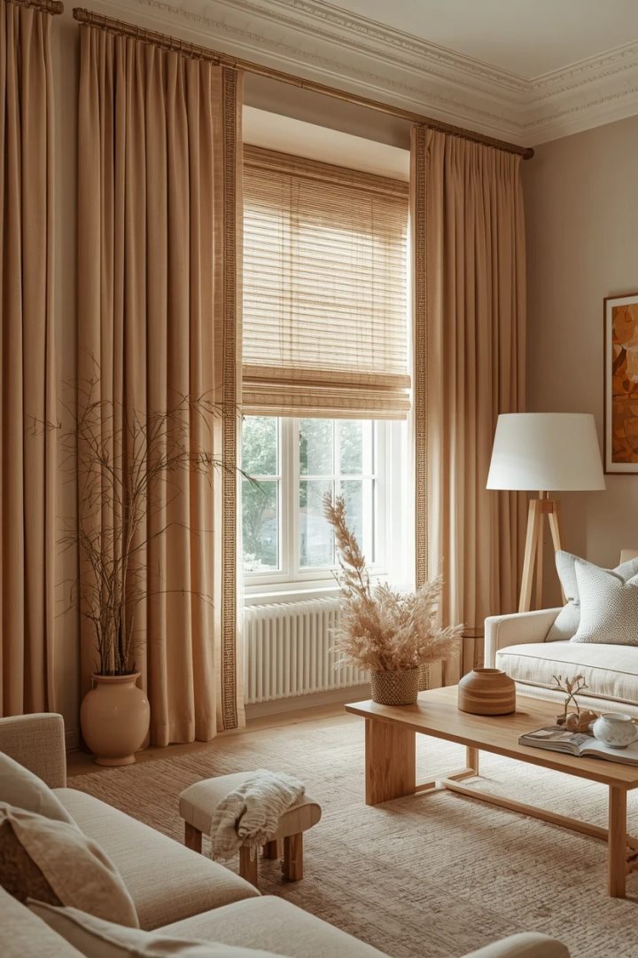 17. The Curtain-and-Blind Combo Living Room